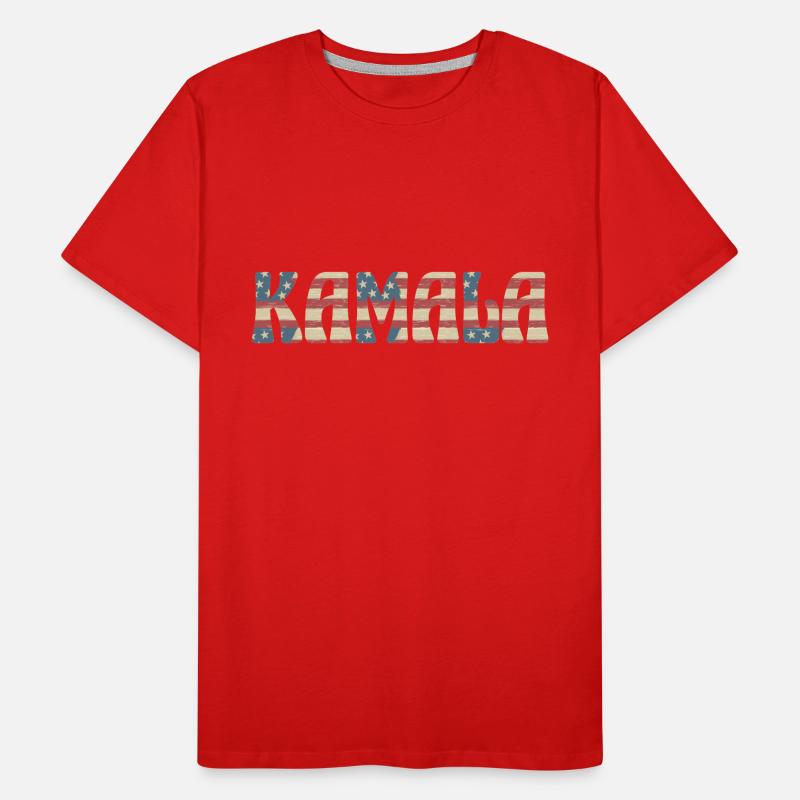Kamala Drapeau américain dans le texte T-shirt bio Premium Homme