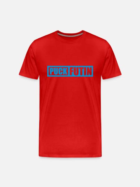puck futin logo design - Men's Premium Organic T-Shirt - red