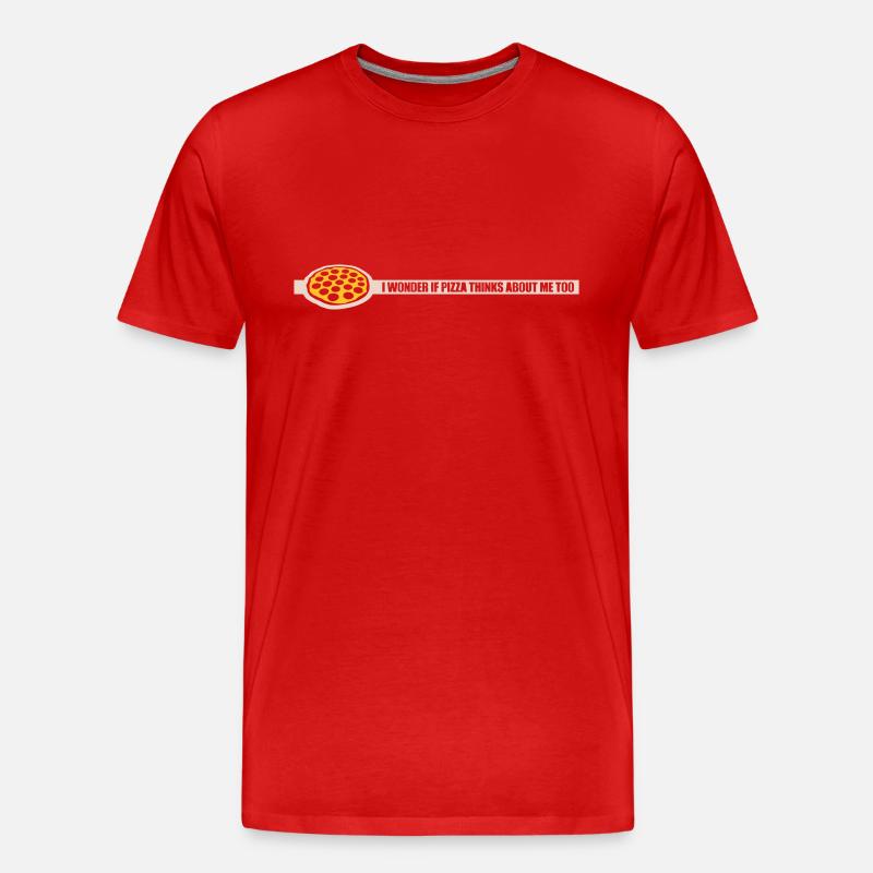 pizza thinks about me - Männer Premium Bio T-Shirt - Rot