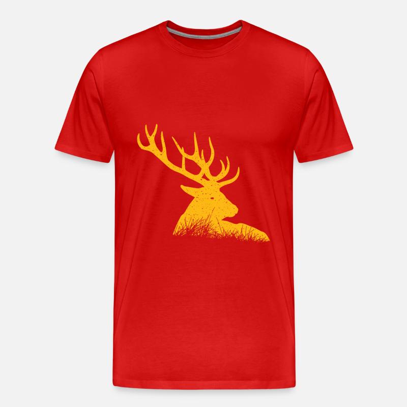 Hirsch - Männer Premium Bio T-Shirt - Rot