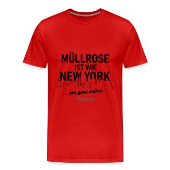 Müllrose ist wie New York - Männer Premium Bio T-Shirt - Rot - Vorne - Damien (186cm)