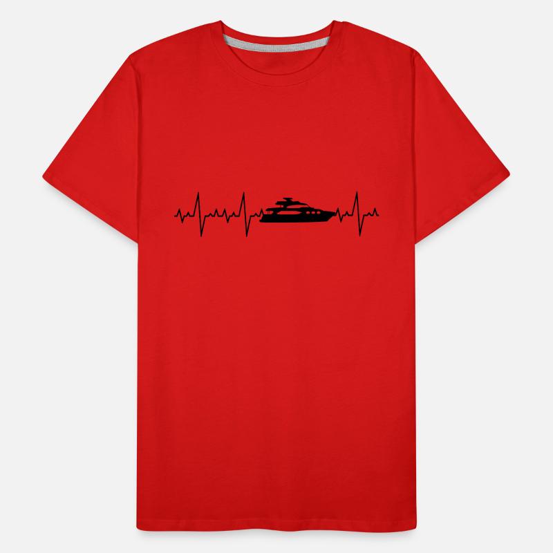 Herzschlag Boot Schiff Geschenk Männer Premium Bio T-Shirt