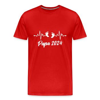 Papa 2024 Schwangerschaft Werdender Vater - Männer Premium Bio T-Shirt - Rot - Vorne - Damien (186cm)