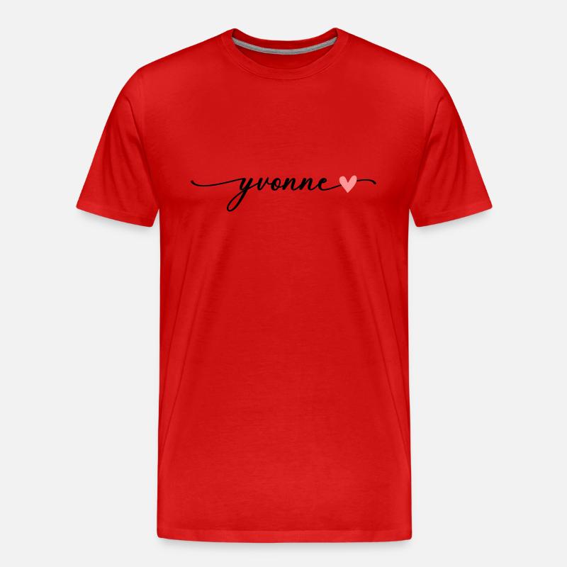 Yvonne Surname First name Calligraphy Script - Men's Premium Organic T-Shirt - red
