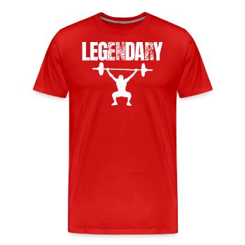 Bodybuilder Leg Day Langhantel Krafttraining - Männer Premium Bio T-Shirt - Rot - Vorne - Damien (186cm)