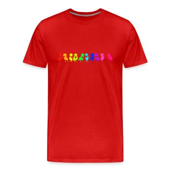 rangée colorée de corbeaux d’oiseaux - T-shirt bio Premium Homme - rouge - Devant - Damien (186cm)