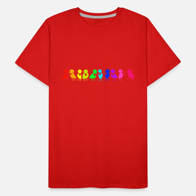 rangée colorée de corbeaux d’oiseaux T-shirt bio Premium Homme