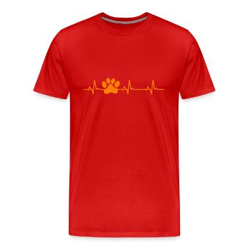 Pfote herzschlag haustier tatze - Männer Premium Bio T-Shirt - Rot - Vorne - Damien (186cm)