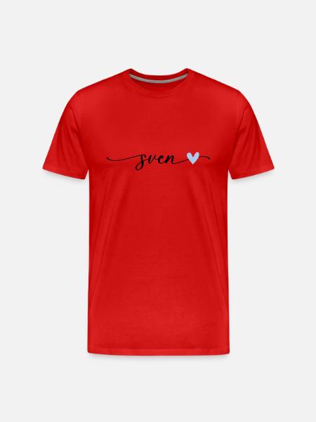 Sven Name Calligraphy Font - Men's Premium Organic T-Shirt - red