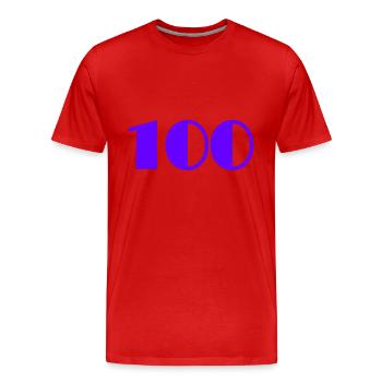 100. 100 ANS. 100e ANNIVERSAIRE. ANNIVERSAIRE - T-shirt bio Premium Homme - rouge - Devant - Damien (186cm)