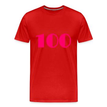 100. 100 ANS. 100e ANNIVERSAIRE. ANNIVERSAIRE - T-shirt bio Premium Homme - rouge - Devant - Damien (186cm)