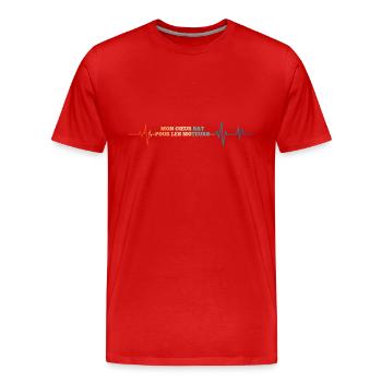 Battement de coeur mon cœur bat pour les moteurs - T-shirt bio Premium Homme - rouge - Devant - Damien (186cm)