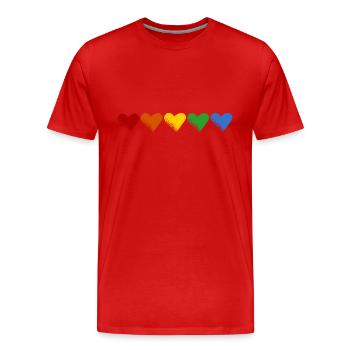 Coeurs colorés - T-shirt bio Premium Homme - rouge - Devant - Damien (186cm)