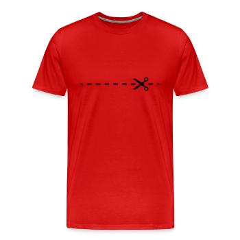 hier_aufschneiden - ciseaux - cisaillement - T-shirt bio Premium Homme - rouge - Devant - Damien (186cm)