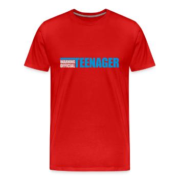 avertissement citation officielle d’adolescent - T-shirt bio Premium Homme - rouge - Devant - Damien (186cm)