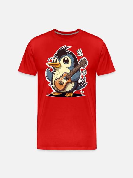 Rockin Pinguin - Männer Premium Bio T-Shirt - Rot