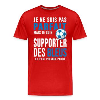 football supporter les bleus equipe de France foot - T-shirt bio Premium Homme - rouge - Devant - Damien (186cm)