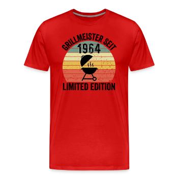 60th Birthday - Grillmeister since 1964 - Men's Premium Organic T-Shirt - red - Front - Damien (186cm)