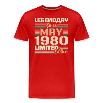 May 1980 May - Jubilee May 1980 - Men's Premium Organic T-Shirt - red - Front - Damien (186cm)