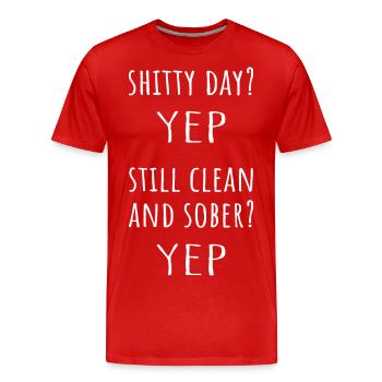 Still Sober I - NA AA 12 Step Recovery Sobriety - Men's Premium Organic T-Shirt - red - Front - Damien (186cm)