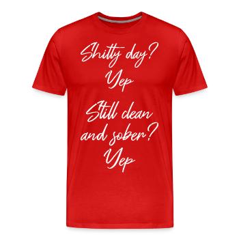 Still Sober II - NA AA 12 Step Recovery Sobriety - Men's Premium Organic T-Shirt - red - Front - Damien (186cm)