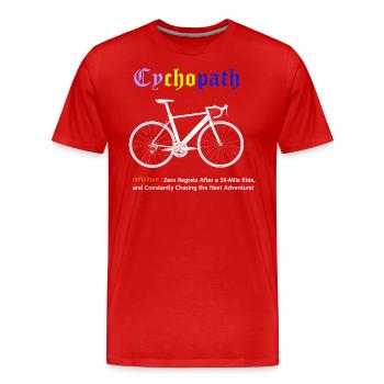 Cycopath Funny Cycling for Cyclists and Bikers - Men's Premium Organic T-Shirt - red - Front - Damien (186cm)