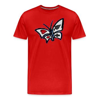 Papillon du Pays des Merveilles Cosmique - T-shirt bio Premium Homme - rouge - Devant - Damien (186cm)