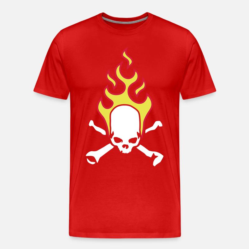 fire_skull_bones_b_3c - Männer Premium Bio T-Shirt - Rot