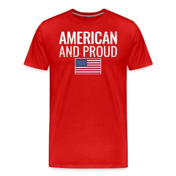 Américain et fier Américain États-Unis - T-shirt bio Premium Homme - rouge - Devant - Damien (186cm)
