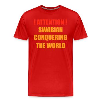 La Souabe à la conquête du monde - T-shirt bio Premium Homme - rouge - Devant - Damien (186cm)