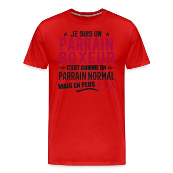 Boxer-Pate als normaler, aber coolerer Pate - Männer Premium Bio T-Shirt - Rot - Vorne - Damien (186cm)
