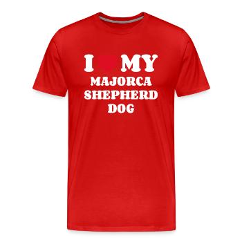I Love My Majorca Shepherd Dog - Männer Premium Bio T-Shirt - Rot - Vorne - Damien (186cm)