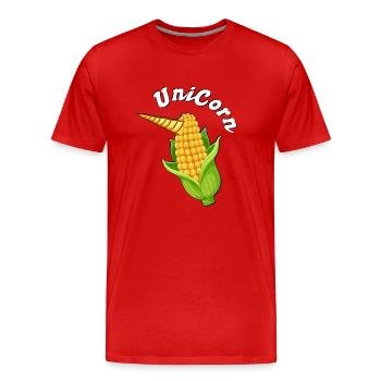UniCorn EinCorn lustig Spaßig - Männer Premium Bio T-Shirt - Rot - Vorne - Damien (186cm)