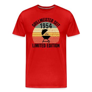 70th Birthday - Grillmeister since 1954 - Men's Premium Organic T-Shirt - red - Front - Damien (186cm)