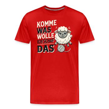 Komme was wolle ich Schaf das - Männer Premium Bio T-Shirt - Rot - Vorne - Damien (186cm)
