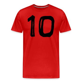 Jersey Number - Ten - Men's Premium Organic T-Shirt - red - Front - Damien (186cm)