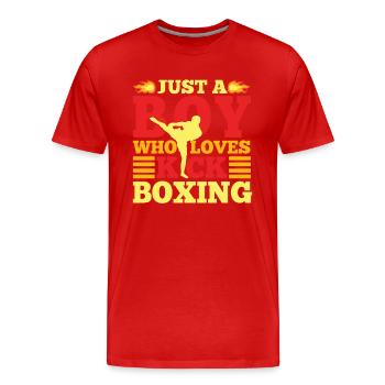 Just A Boy Who Loves Kickboxing Funny Kickboxer - Men's Premium Organic T-Shirt - red - Front - Damien (186cm)