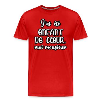j'ai été enfant de cœur moi monsieur - T-shirt bio Premium Homme - rouge - Devant - Damien (186cm)