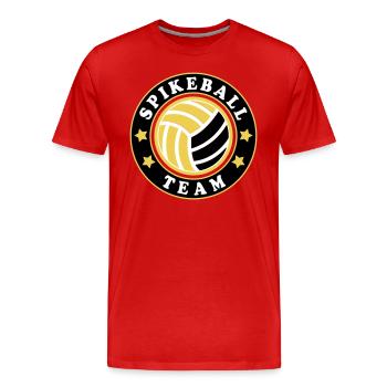 Farben änderbar | Roundnet Spikeball Team Fun - Männer Premium Bio T-Shirt - Rot - Vorne - Damien (186cm)