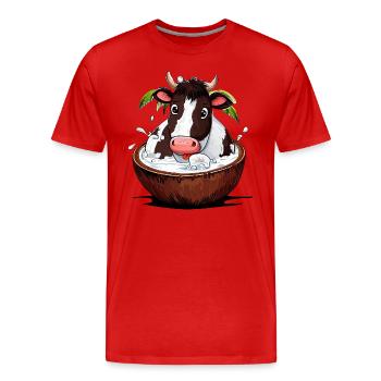 Cow bathes in coconut - Funny tropical - Men's Premium Organic T-Shirt - red - Front - Damien (186cm)