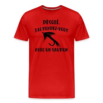 rendez-vous avec un saumon - T-shirt bio Premium Homme - rouge - Devant - Damien (186cm)