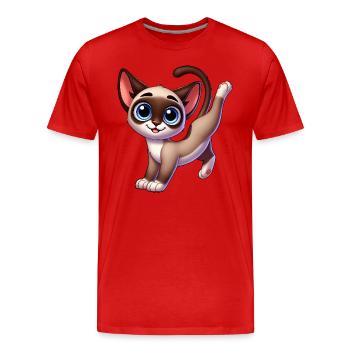 Süße Siamkatze Breakdance Handstand Cartoon - Männer Premium Bio T-Shirt - Rot - Vorne - Damien (186cm)