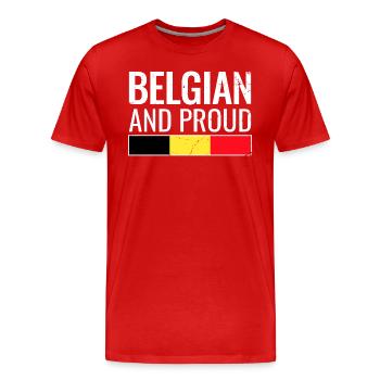Drapeau belge et fier du drapeau belge - T-shirt bio Premium Homme - rouge - Devant - Damien (186cm)
