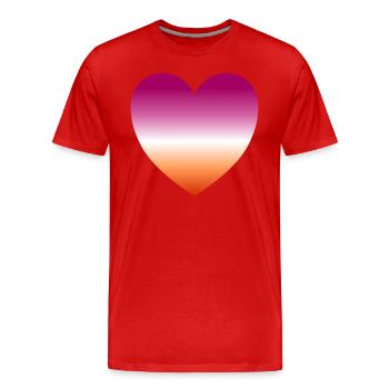 Cœur lesbien - T-shirt bio Premium Homme - rouge - Devant - Damien (186cm)