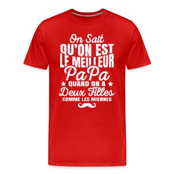 Meilleur Papa avec Deux Filles comme Les Miennes - T-shirt bio Premium Homme - rouge - Devant - Damien (186cm)