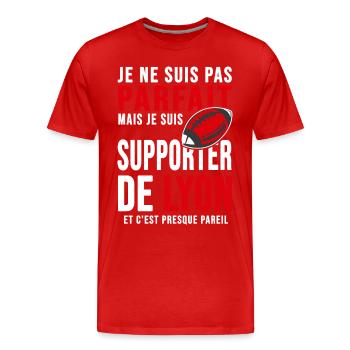 supporter rugby stade Lyon club humour rugby lou - T-shirt bio Premium Homme - rouge - Devant - Damien (186cm)