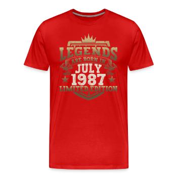 Légende Juillet 1987 35ème Anniversaire Cadeau Hommes - T-shirt bio Premium Homme - rouge - Devant - Damien (186cm)