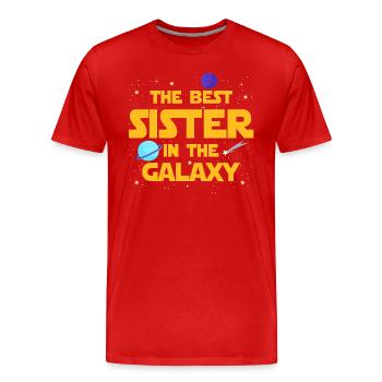 Die beste Schwester der Galaxis - Männer Premium Bio T-Shirt - Rot - Vorne - Damien (186cm)