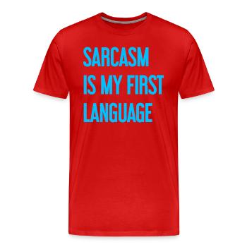 Sarcasme Pro - T-shirt bio Premium Homme - rouge - Devant - Damien (186cm)
