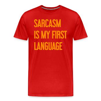 Sarcasme Pro - T-shirt bio Premium Homme - rouge - Devant - Damien (186cm)